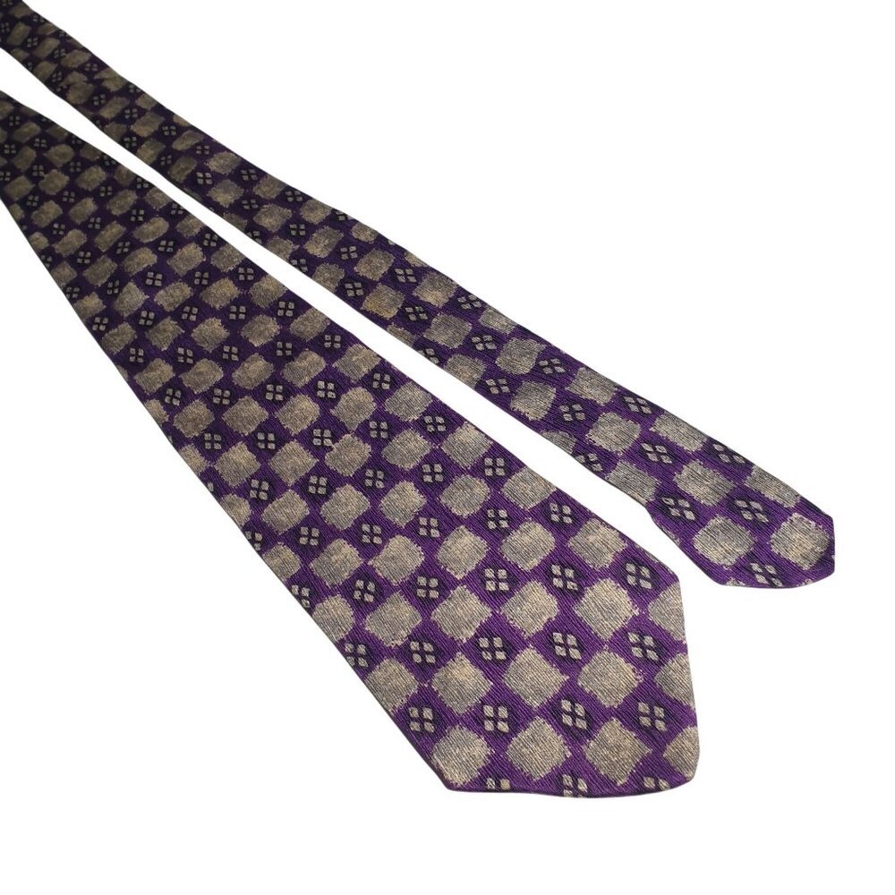 Geoffrey Beene Purple Diamond Print Tie Retro Fashion Classic Menswear Dad Gift